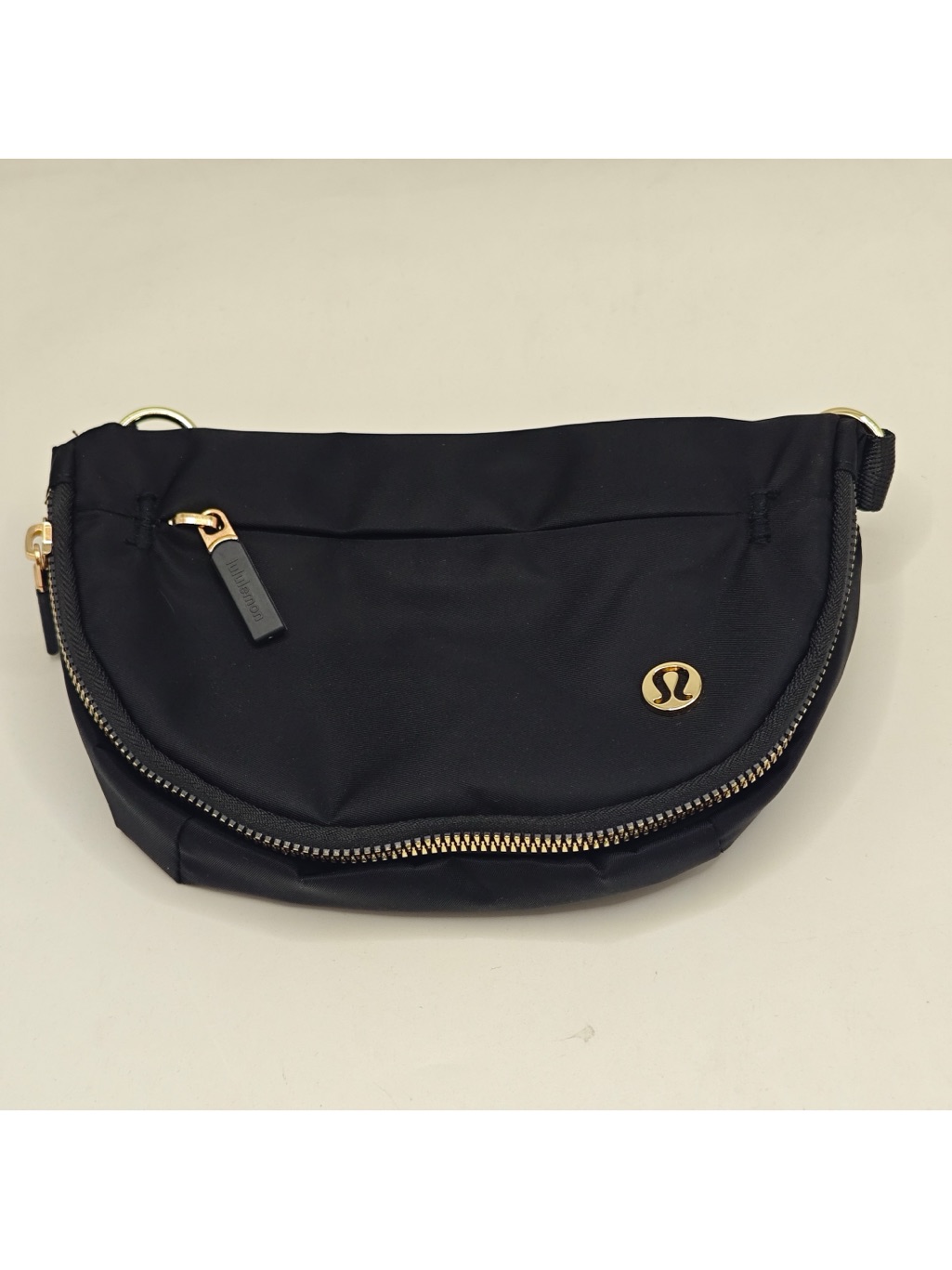 Lululemon Athletica Black Crossbody Waist Pouch With Gold Hardware